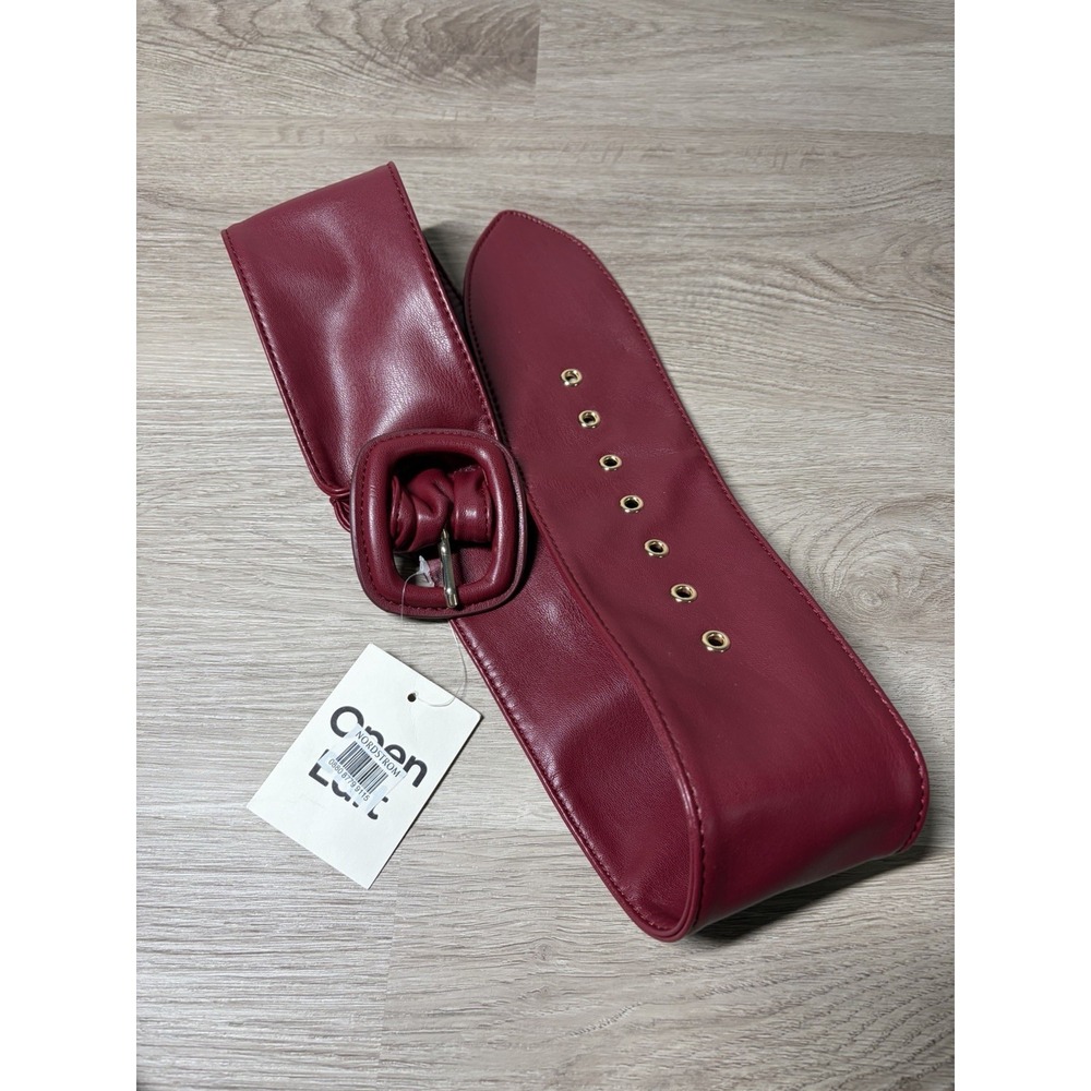 Open Edit Burgundy Faux Leather Wide Waist Belt NWT XS/S